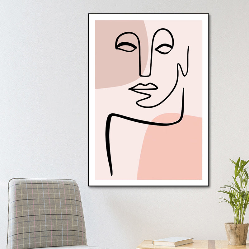 Nordic Style Teenagers Wall Decor Diversify Character Image in Light Color Canvas Pink Clearhalo 'Arts' 'Canvas Art' 1641176