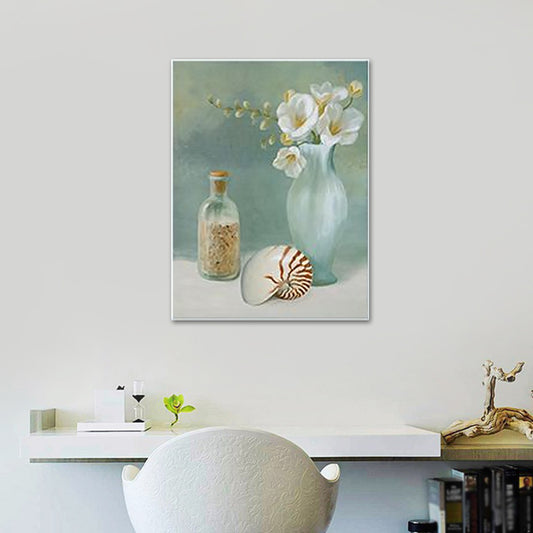 Modern Flower Vase Canvas Art Green Still Life Painting Wall Decoration for Home Clearhalo 'Art Gallery' 'Canvas Art' 'Contemporary Art Gallery' 'Modern' Arts' 1641217
