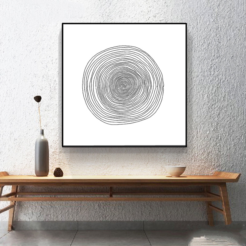 Textured Geometric Pattern Painting Nordic Style Canvas Wall Art Decor, Multiple Sizes White Round Clearhalo 'Arts' 'Canvas Art' 1641229