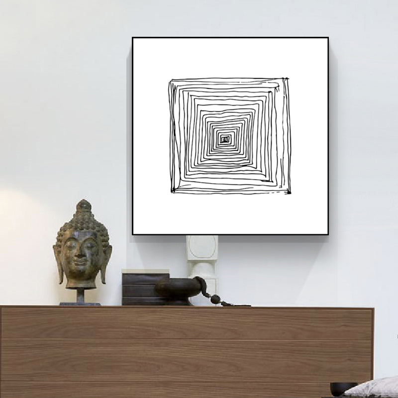 Textured Geometric Pattern Painting Nordic Style Canvas Wall Art Decor, Multiple Sizes White Square Clearhalo 'Arts' 'Canvas Art' 1641236