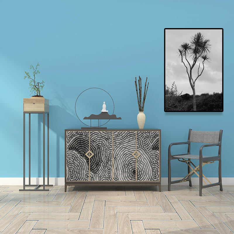 Palm Tree Wall Art Textured Surface Rustic Sitting Room Canvas Print in Grey Clearhalo 'Art Gallery' 'Canvas Art' 'Country Art Gallery' 'French Country' 'Rustic' Arts' 1641258