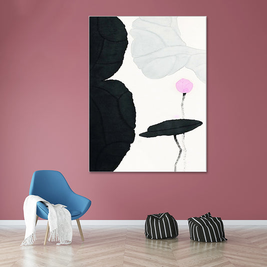 Traditional Lotus Pond Canvas Print Dark Color Textured Wall Art Decor for Sitting Room Clearhalo 'Art Gallery' 'Canvas Art' 'Traditional' Arts' 1641314