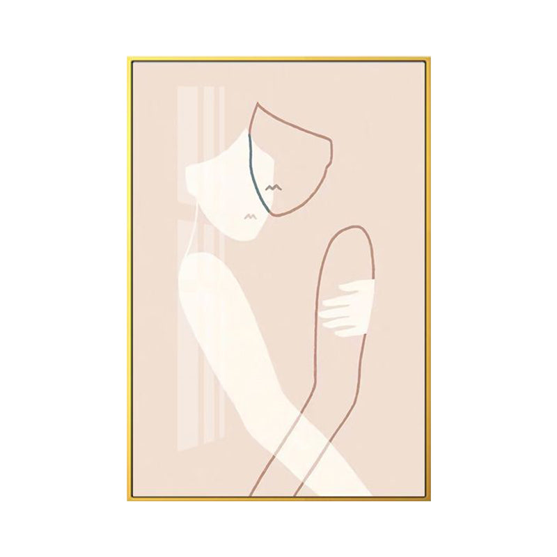 Nordic Style Hugging Figures Canvas Pink Textured Wall Art Print for Living Room Clearhalo 'Arts' 'Canvas Art' 1641337