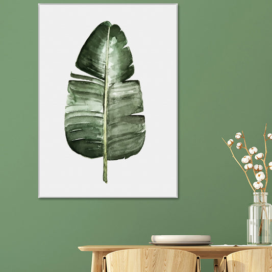Botanic Leaf Print Wall Art Minimalism Textured Canvas in Pastel Color for Living Room Dark Green Clearhalo 'Art Gallery' 'Canvas Art' 'Contemporary Art Gallery' 'Modern' Arts' 1641383