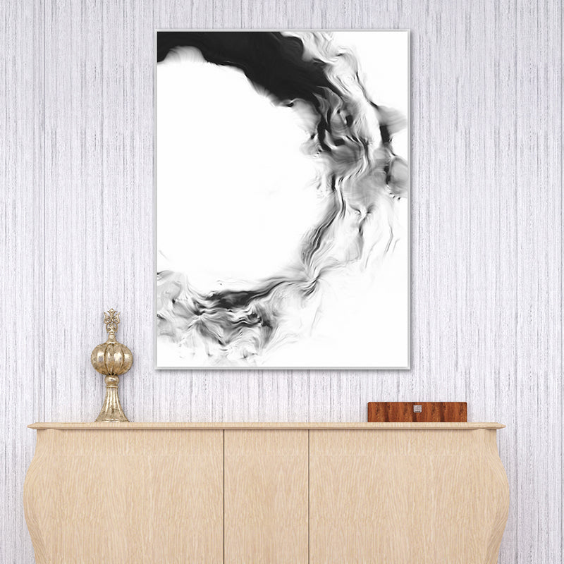 Textured Black Canvas Print Minimalism Smoke Painting Wall Art Decor for Family Room Clearhalo 'Art Gallery' 'Canvas Art' 'Contemporary Art Gallery' 'Contemporary Art' 'Minimalism' 'Minimalist Art Gallery' 'Scandinavian' Arts' 1641405