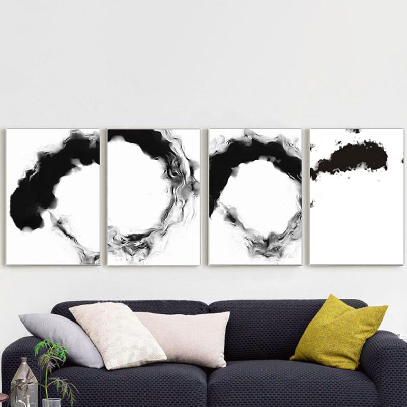 Textured Black Canvas Print Minimalism Smoke Painting Wall Art Decor for Family Room Clearhalo 'Art Gallery' 'Canvas Art' 'Contemporary Art Gallery' 'Contemporary Art' 'Minimalism' 'Minimalist Art Gallery' 'Scandinavian' Arts' 1641406
