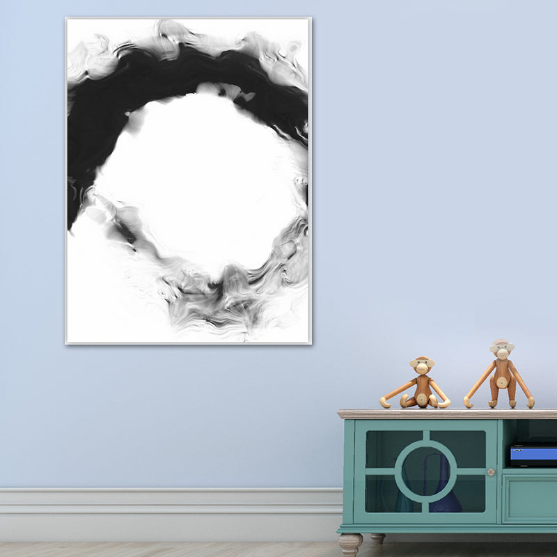 Textured Black Canvas Print Minimalism Smoke Painting Wall Art Decor for Family Room Clearhalo 'Art Gallery' 'Canvas Art' 'Contemporary Art Gallery' 'Contemporary Art' 'Minimalism' 'Minimalist Art Gallery' 'Scandinavian' Arts' 1641413