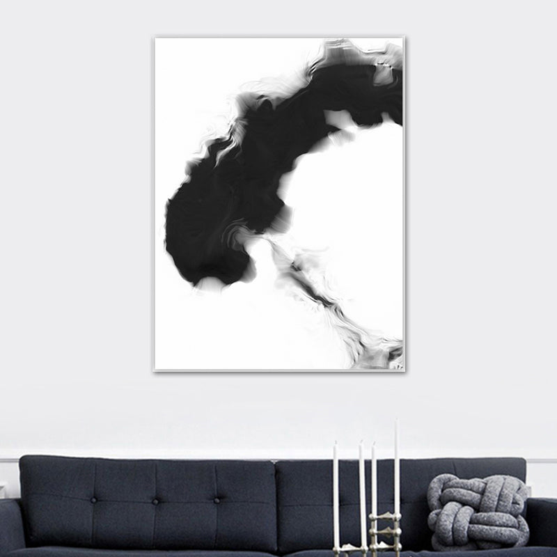 Textured Black Canvas Print Minimalism Smoke Painting Wall Art Decor for Family Room Clearhalo 'Art Gallery' 'Canvas Art' 'Contemporary Art Gallery' 'Contemporary Art' 'Minimalism' 'Minimalist Art Gallery' 'Scandinavian' Arts' 1641420