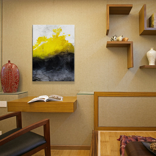 Simplicity Abstract Wall Art Decor Yellow and Black Dining Room Canvas, Textured Clearhalo 'Art Gallery' 'Canvas Art' 'Contemporary Art Gallery' 'Modern' Arts' 1641448