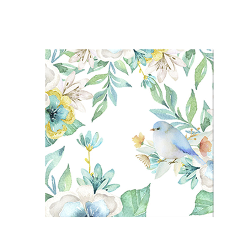 Bird with Blossoming Flower Art Print Pastel Color Kids Style Wall Decor for Family Room Clearhalo 'Art Gallery' 'Canvas Art' 'Kids' Arts' 1641477