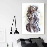 Grey Minimalism Wall Art Print the Hug of Lover from Back Painting for Girls Bedroom Grey Clearhalo 'Art Gallery' 'Canvas Art' 'Contemporary Art Gallery' 'Contemporary Art' 'Minimalism' 'Minimalist Art Gallery' 'Scandinavian' Arts' 1641488
