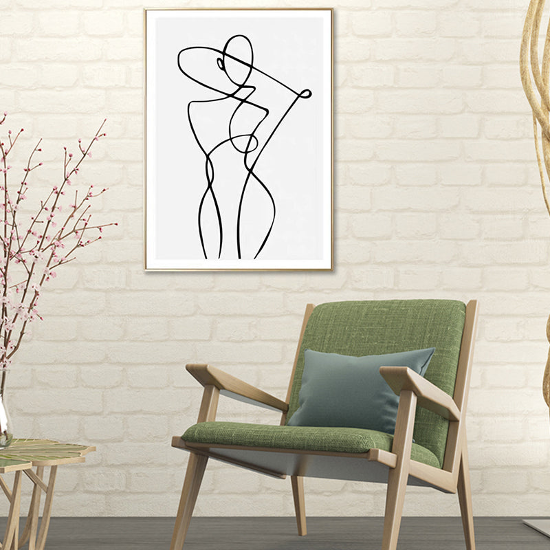 Hugging Figures Charcoal Drawings Painting Scandinavian Style Canvas Wall Art Print Clearhalo 'Arts' 'Canvas Art' 1641504