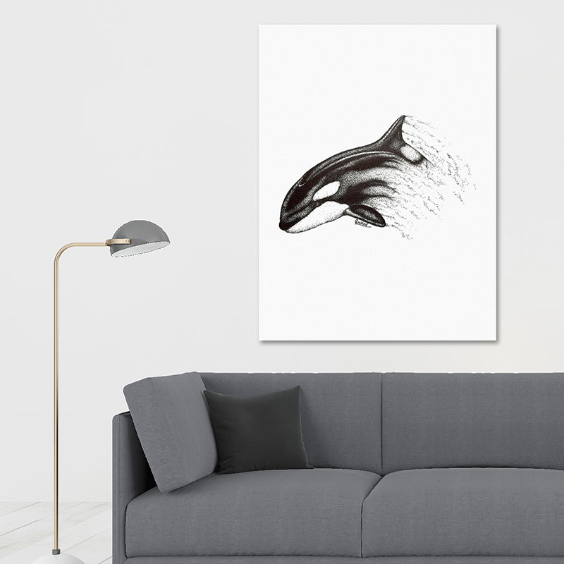 Marine Life Shark Wall Art Dark Color Canvas Painting for Sitting Room, Textured Clearhalo 'Art Gallery' 'Canvas Art' 'Contemporary Art Gallery' 'Modern' Arts' 1641517