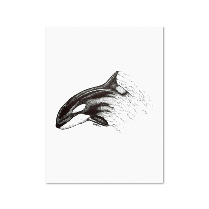 Marine Life Shark Wall Art Dark Color Canvas Painting for Sitting Room, Textured Clearhalo 'Art Gallery' 'Canvas Art' 'Contemporary Art Gallery' 'Modern' Arts' 1641519