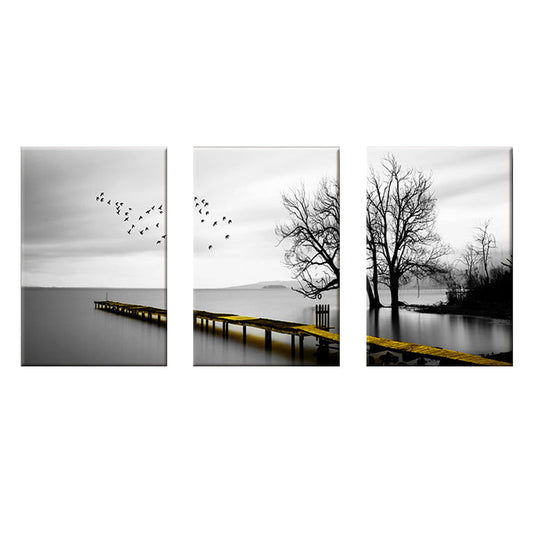 Bridge to the Sea Canvas Art Contemporary Textured Wall Decoration in Grey for Home Clearhalo 'Art Gallery' 'Canvas Art' 'Contemporary Art Gallery' 'Modern' Arts' 1641561