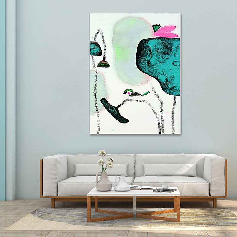 Chinese Lotus Painting Canvas Art Bright Color Flower Wall Decoration for House Interior White Clearhalo 'Art Gallery' 'Canvas Art' 'Contemporary Art Gallery' 'Modern' Arts' 1641572