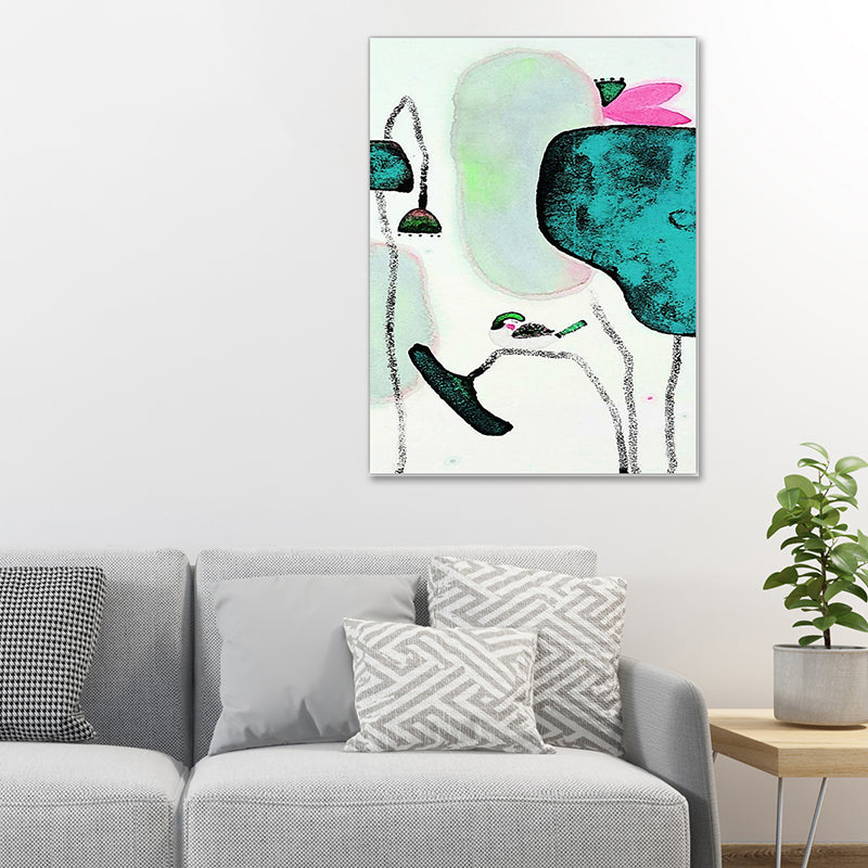 Chinese Lotus Painting Canvas Art Bright Color Flower Wall Decoration for House Interior Clearhalo 'Art Gallery' 'Canvas Art' 'Contemporary Art Gallery' 'Modern' Arts' 1641573