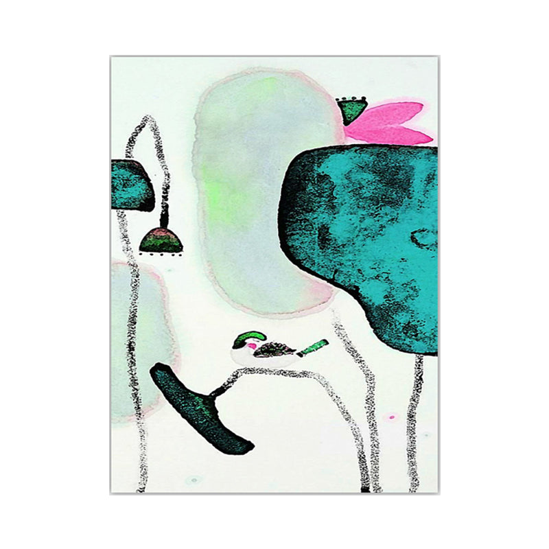 Chinese Lotus Painting Canvas Art Bright Color Flower Wall Decoration for House Interior Clearhalo 'Art Gallery' 'Canvas Art' 'Contemporary Art Gallery' 'Modern' Arts' 1641575