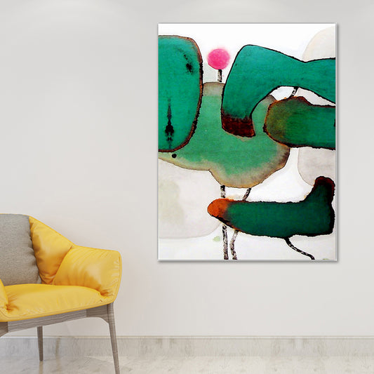 Chinese Lotus Painting Canvas Art Bright Color Flower Wall Decoration for House Interior Green Clearhalo 'Art Gallery' 'Canvas Art' 'Contemporary Art Gallery' 'Modern' Arts' 1641579