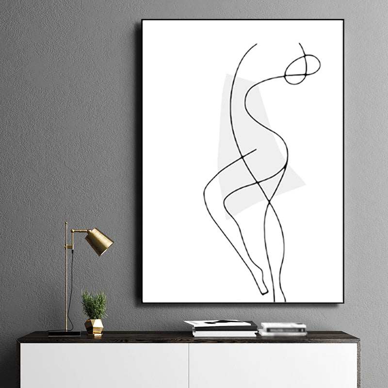 Dancing Figure Image Wall Decor Nordic Textured Bedroom Canvas, Multiple Size Options White Clearhalo 'Arts' 'Canvas Art' 1641600