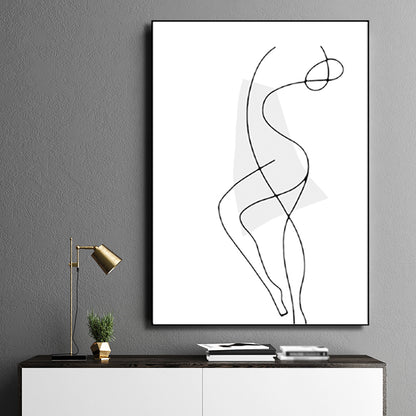 Dancing Figure Image Wall Decor Nordic Textured Bedroom Canvas, Multiple Size Options White Clearhalo 'Arts' 'Canvas Art' 1641600
