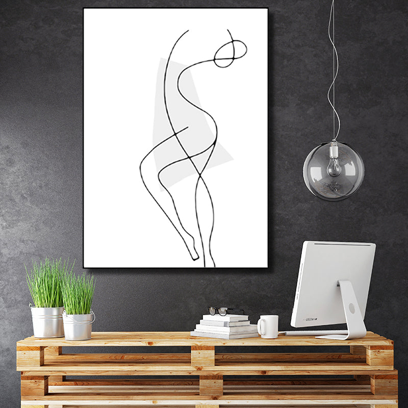 Dancing Figure Image Wall Decor Nordic Textured Bedroom Canvas, Multiple Size Options Clearhalo 'Arts' 'Canvas Art' 1641602