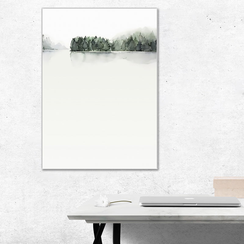 Riverside Forest Painting Canvas Textured Minimalistic Living Room Wall Art Decor in Grey Grey Clearhalo 'Art Gallery' 'Canvas Art' 'Contemporary Art Gallery' 'Modern' Arts' 1641607