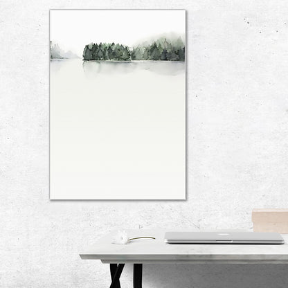 Riverside Forest Painting Canvas Textured Minimalistic Living Room Wall Art Decor in Grey Grey Clearhalo 'Art Gallery' 'Canvas Art' 'Contemporary Art Gallery' 'Modern' Arts' 1641607