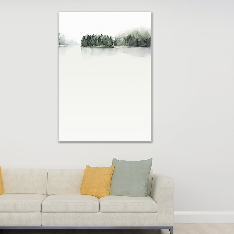 Riverside Forest Painting Canvas Textured Minimalistic Living Room Wall Art Decor in Grey Clearhalo 'Art Gallery' 'Canvas Art' 'Contemporary Art Gallery' 'Modern' Arts' 1641608
