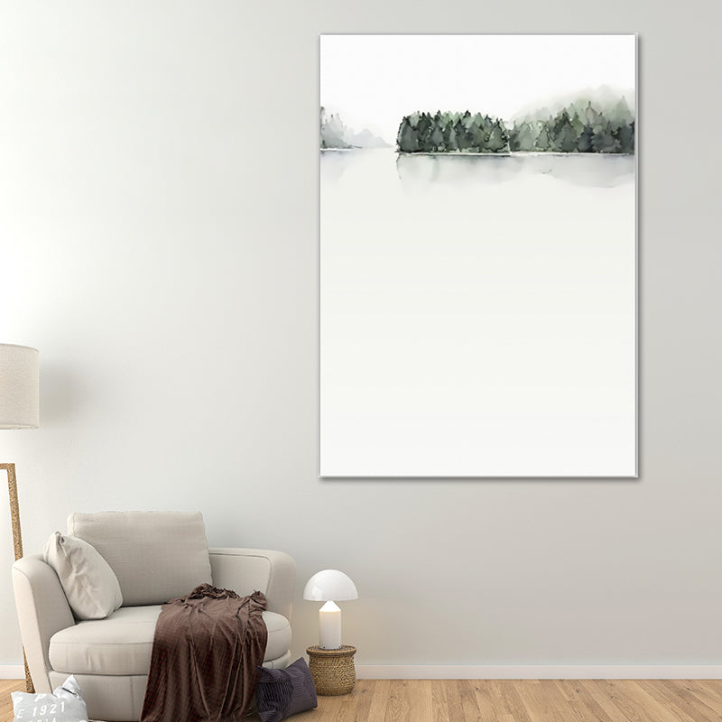 Riverside Forest Painting Canvas Textured Minimalistic Living Room Wall Art Decor in Grey Clearhalo 'Art Gallery' 'Canvas Art' 'Contemporary Art Gallery' 'Modern' Arts' 1641609