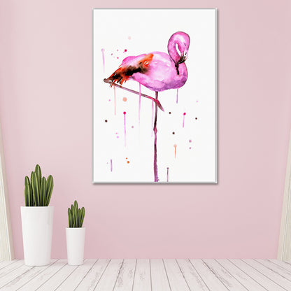 Flamingo Wall Art Nordic Textured Canvas Print in Pink on White for Living Room Pink Clearhalo 'Arts' 'Canvas Art' 1641614
