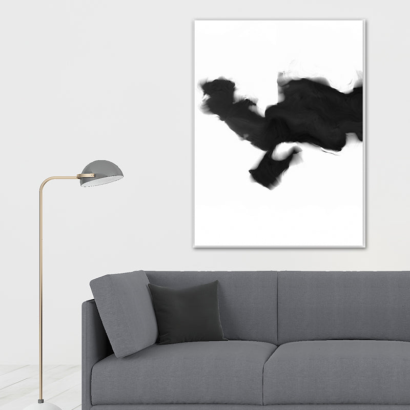 Minimalistic Smoke Painting Black and White Textured Wall Art Print for Living Room Black Design 1 Clearhalo 'Art Gallery' 'Canvas Art' 'Contemporary Art Gallery' 'Contemporary Art' 'Minimalism' 'Minimalist Art Gallery' 'Scandinavian' Arts' 1641628