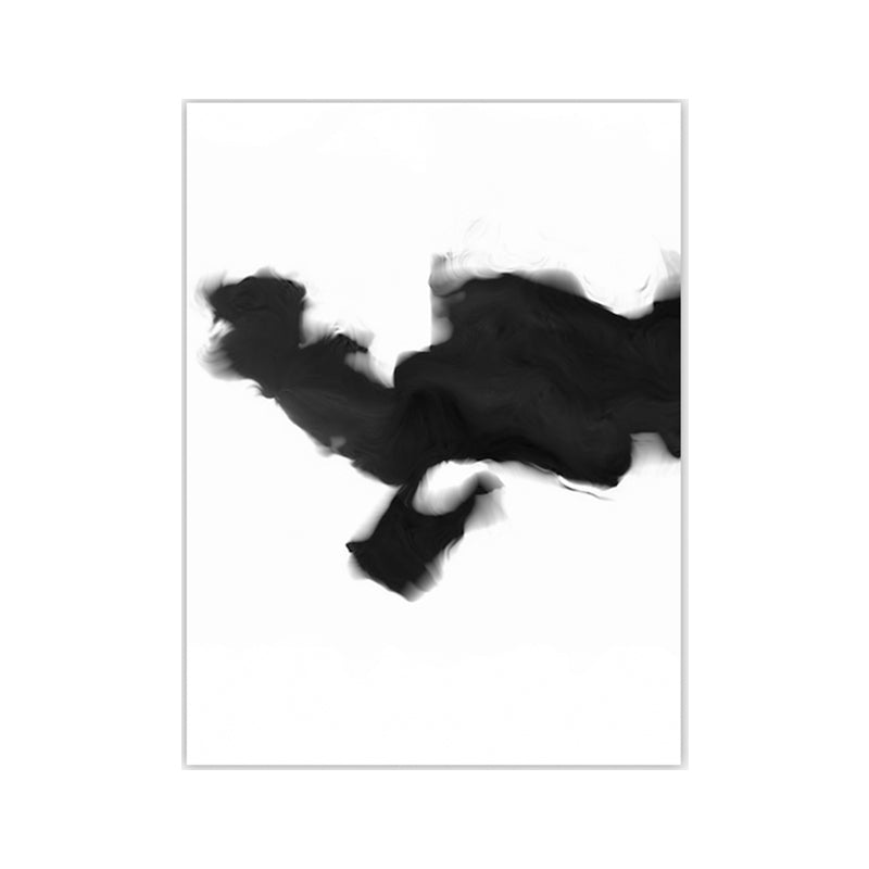 Minimalistic Smoke Painting Black and White Textured Wall Art Print for Living Room Clearhalo 'Art Gallery' 'Canvas Art' 'Contemporary Art Gallery' 'Contemporary Art' 'Minimalism' 'Minimalist Art Gallery' 'Scandinavian' Arts' 1641630