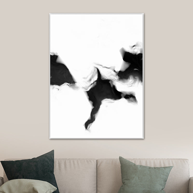 Minimalistic Smoke Painting Black and White Textured Wall Art Print for Living Room Black Design 2 Clearhalo 'Art Gallery' 'Canvas Art' 'Contemporary Art Gallery' 'Contemporary Art' 'Minimalism' 'Minimalist Art Gallery' 'Scandinavian' Arts' 1641634