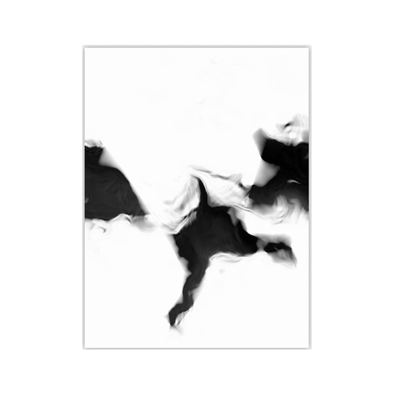 Minimalistic Smoke Painting Black and White Textured Wall Art Print for Living Room Clearhalo 'Art Gallery' 'Canvas Art' 'Contemporary Art Gallery' 'Contemporary Art' 'Minimalism' 'Minimalist Art Gallery' 'Scandinavian' Arts' 1641636