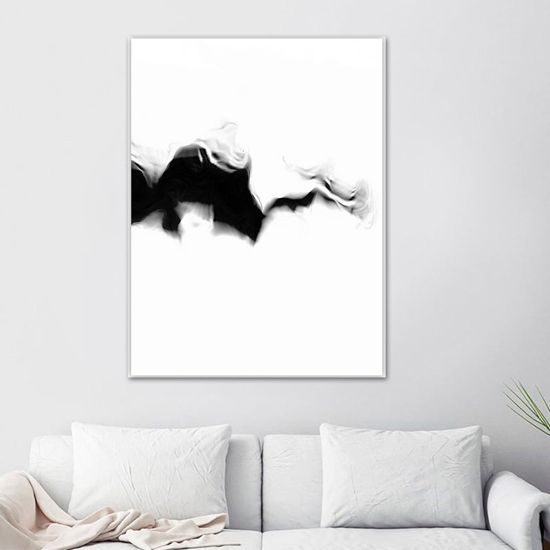 Minimalistic Smoke Painting Black and White Textured Wall Art Print for Living Room Black Design 3 Clearhalo 'Art Gallery' 'Canvas Art' 'Contemporary Art Gallery' 'Contemporary Art' 'Minimalism' 'Minimalist Art Gallery' 'Scandinavian' Arts' 1641640