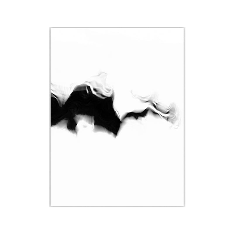 Minimalistic Smoke Painting Black and White Textured Wall Art Print for Living Room Clearhalo 'Art Gallery' 'Canvas Art' 'Contemporary Art Gallery' 'Contemporary Art' 'Minimalism' 'Minimalist Art Gallery' 'Scandinavian' Arts' 1641643