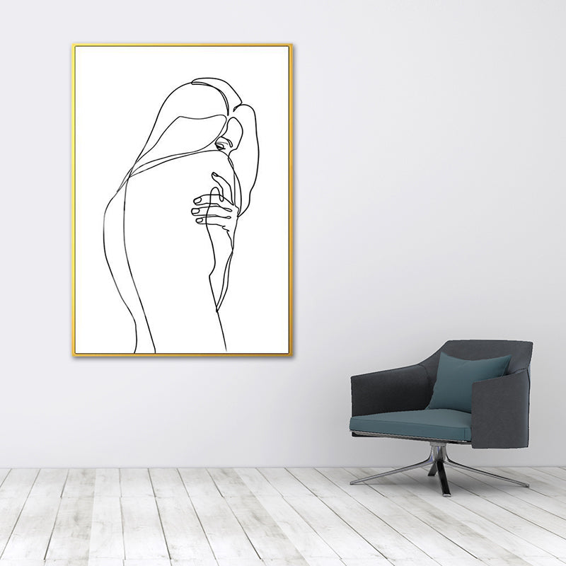 Nordic Style Character Pattern Painting White Human Charcoal Drawings Wall Art Print Clearhalo 'Arts' 'Canvas Art' 1641649