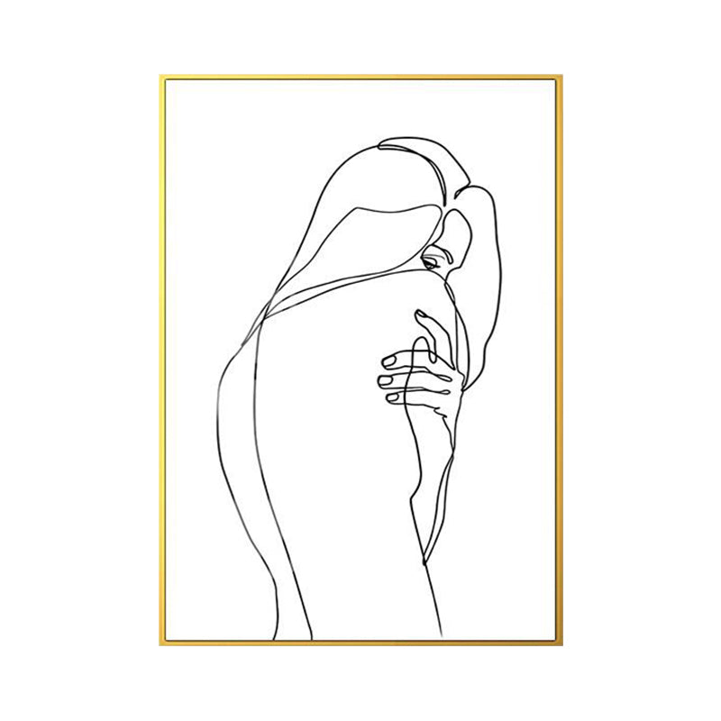 Nordic Style Character Pattern Painting White Human Charcoal Drawings Wall Art Print Clearhalo 'Arts' 'Canvas Art' 1641650