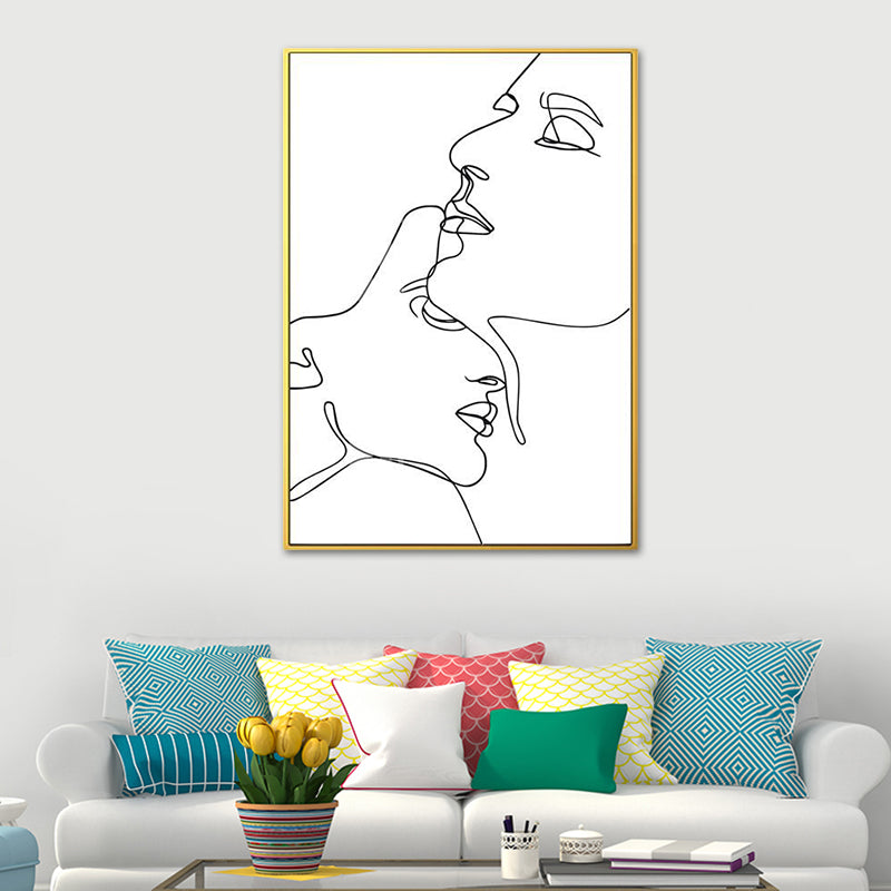 Nordic Style Character Pattern Painting White Human Charcoal Drawings Wall Art Print Clearhalo 'Arts' 'Canvas Art' 1641655