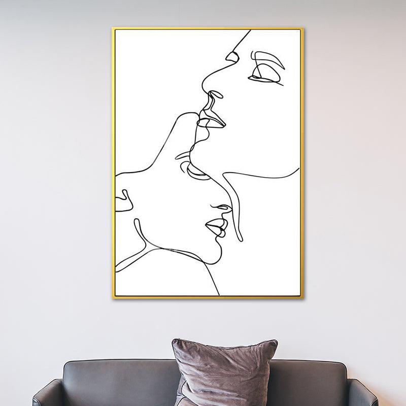 Nordic Style Character Pattern Painting White Human Charcoal Drawings Wall Art Print Clearhalo 'Arts' 'Canvas Art' 1641656