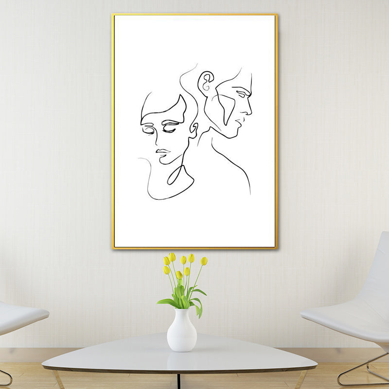 Nordic Style Character Pattern Painting White Human Charcoal Drawings Wall Art Print White Design 3 Clearhalo 'Arts' 'Canvas Art' 1641661