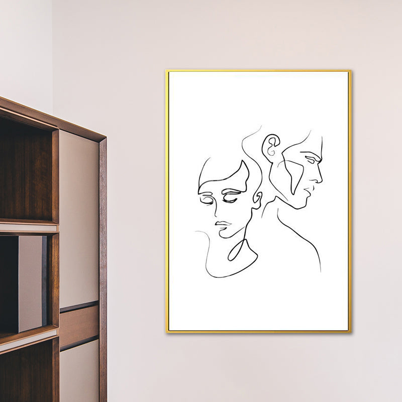 Nordic Style Character Pattern Painting White Human Charcoal Drawings Wall Art Print Clearhalo 'Arts' 'Canvas Art' 1641662