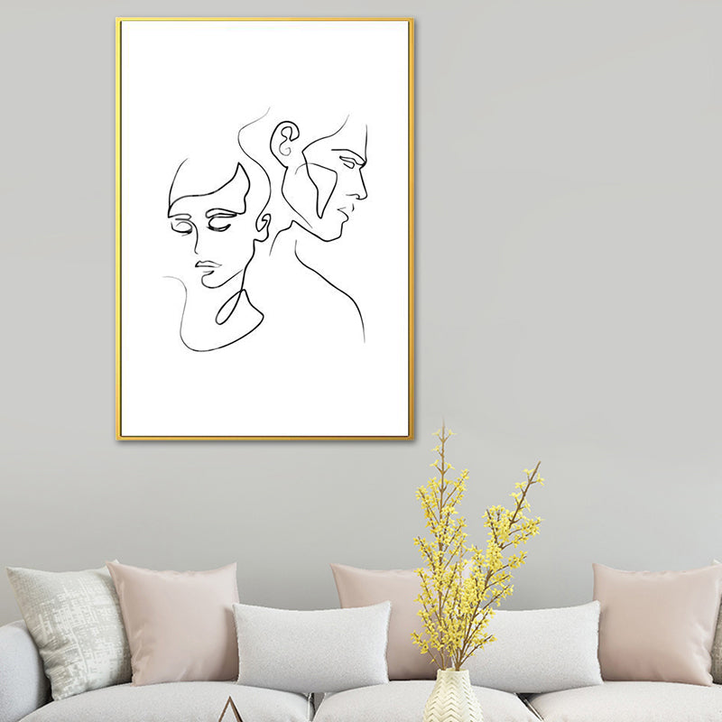 Nordic Style Character Pattern Painting White Human Charcoal Drawings Wall Art Print Clearhalo 'Arts' 'Canvas Art' 1641663