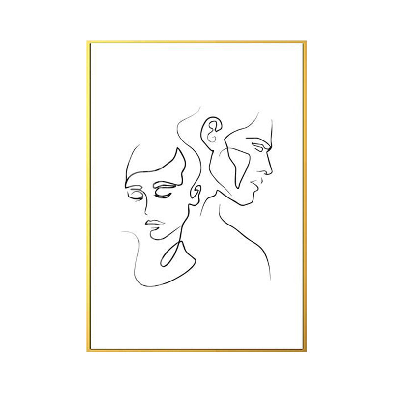 Nordic Style Character Pattern Painting White Human Charcoal Drawings Wall Art Print Clearhalo 'Arts' 'Canvas Art' 1641664