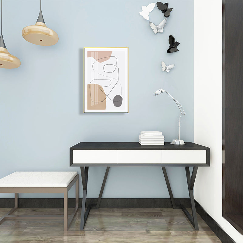 Brown Abstract Pattern Canvas Pencil Scandinavian Textured Wall Art for Guest Room Clearhalo 'Arts' 'Canvas Art' 1641684