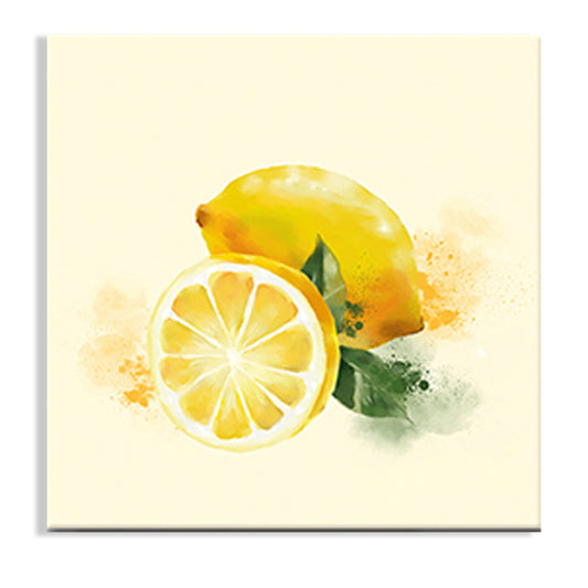 Fruit Lemon Canvas Art Kids Healthy Lifestyle Painting in Yellow for Sitting Room Clearhalo 'Art Gallery' 'Canvas Art' 'Kids' Arts' 1641692