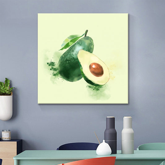 Green Avocado Wall Art Print Fruit Kids Style Textured Wall Decoration for Living Room Green Clearhalo 'Art Gallery' 'Canvas Art' 'Kids' Arts' 1641696