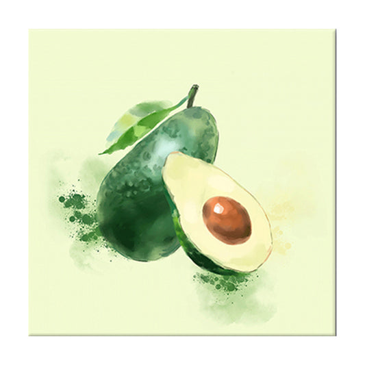 Green Avocado Wall Art Print Fruit Kids Style Textured Wall Decoration for Living Room Clearhalo 'Art Gallery' 'Canvas Art' 'Kids' Arts' 1641699