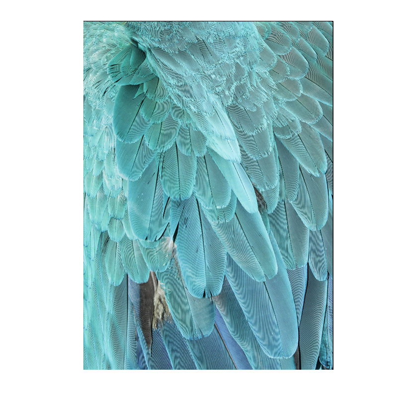 Blue Peacock Feathers Canvas Art Textured Surface Glam Living Room Wall Decoration - Clearhalo - 'Arts' - 'Canvas Art' - 1641706